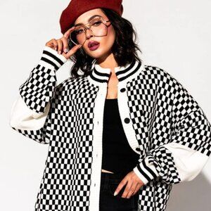 Dressed In LaLa - Get What I Want Grandpa Cardigan in Black + White